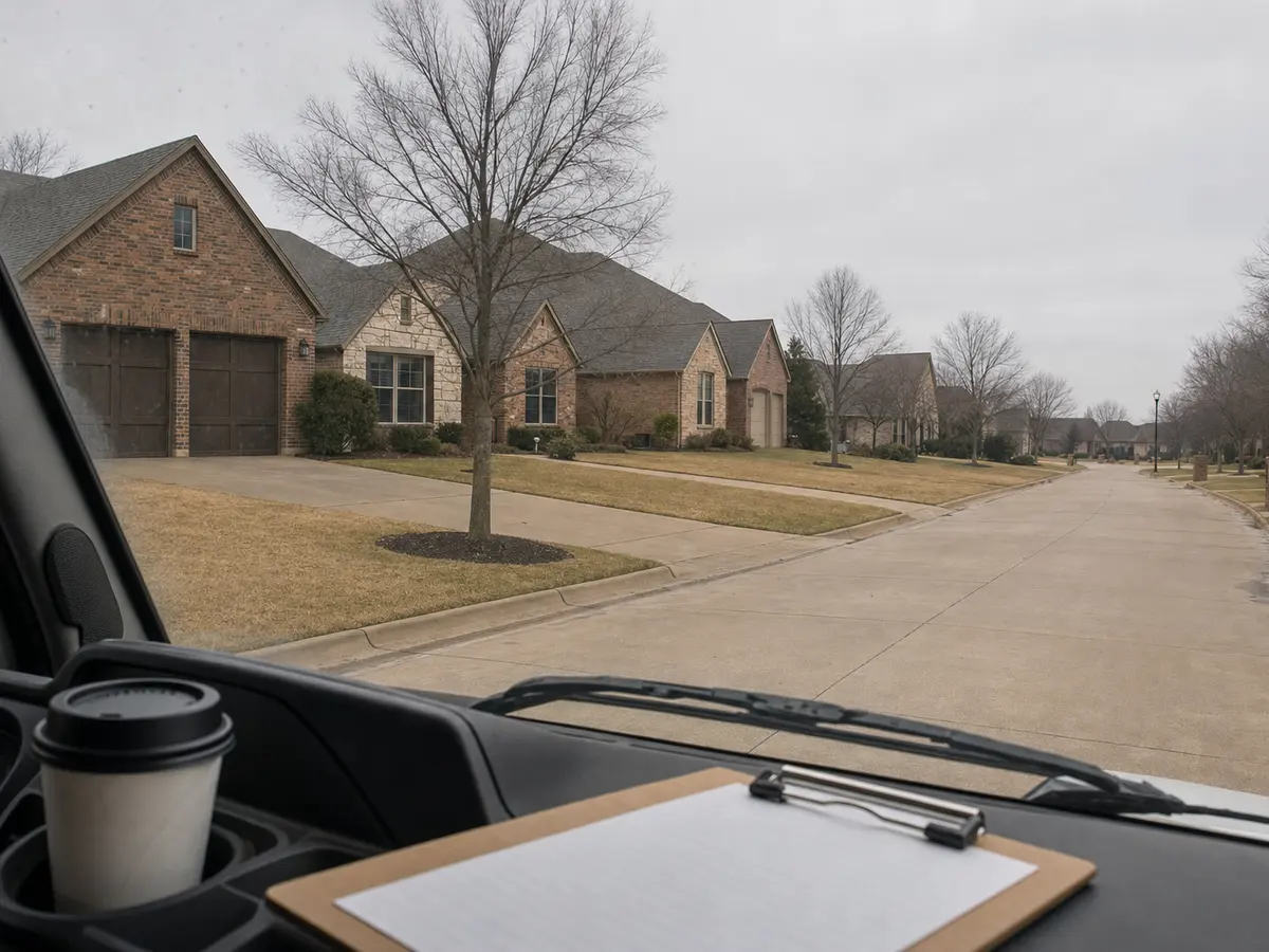 Service van arriving on a Southlake, TX street — local same-day coverage